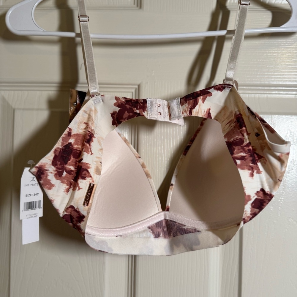 Danskin Brown and Cream Floral Bra Wire Free Size 34C - Picture 5 of 7